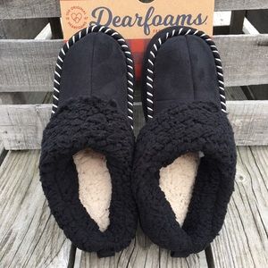 - Dearfoam Sz S Black Microsuede Slippers! NEW!